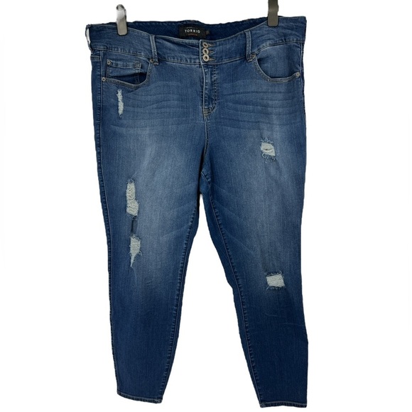 Torrid Jeggings distressed skinny jeans, size 24 R - Picture 1 of 9